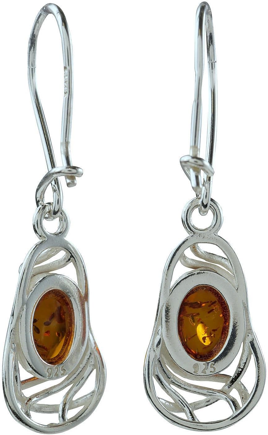 Amber Earrings - Sterling Silver and Baltic Honey Amber Earrings "Mary" - Sterling Silver Jewelry Collection - Image 3