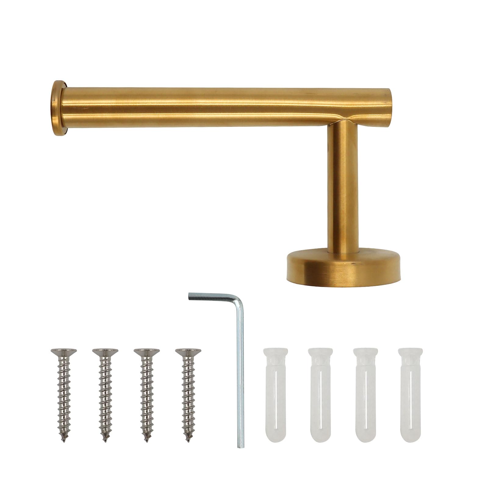 Crozgan Toilet Paper Holder,Stainless Steel Golden Toilet Tissue Holder Wall Mounted Round Mounting for Bathroom Kitchen-Golden