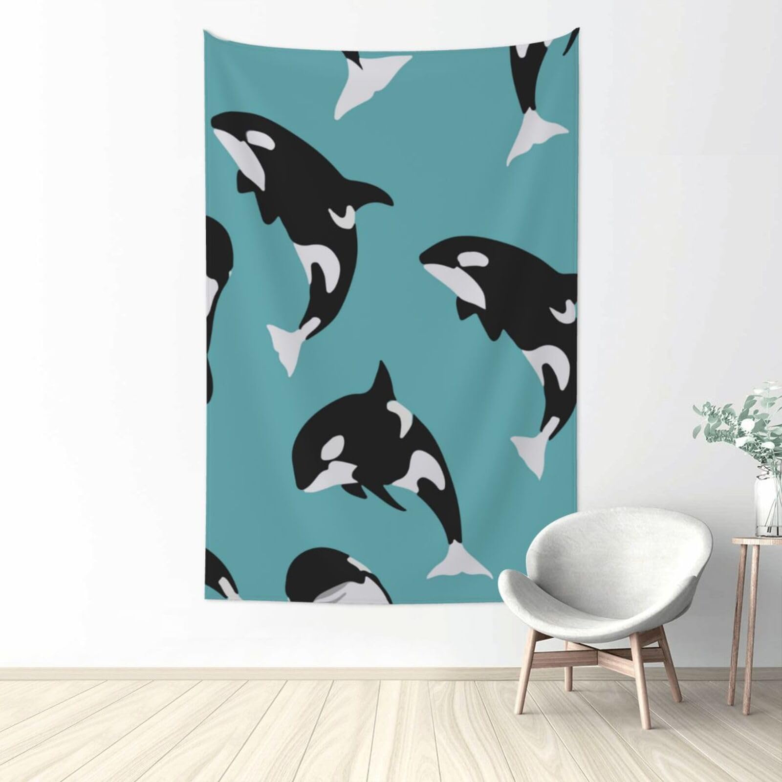 Amazon.co.jp: タペストリー 壁掛け おしゃれ シャチ柄 鯱柄 海底柄