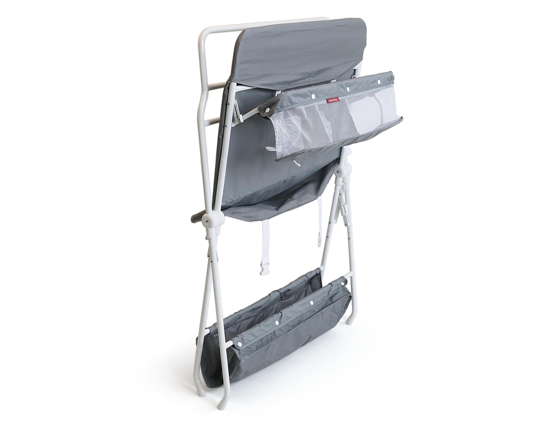 WEBABY - Cambiador bebé plegable acero - Blanco/Gris - 80 x 68 x 103 cm