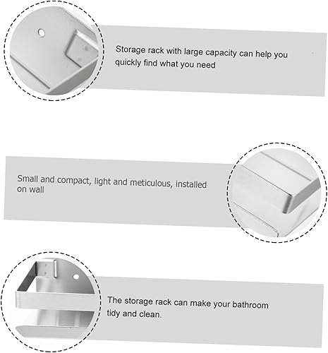 Miniatura 7 de Cabilock Estante de almacenamiento montado en la pared de acero inoxidable para cocina y baño, fácil instalación, estantería de perforación para