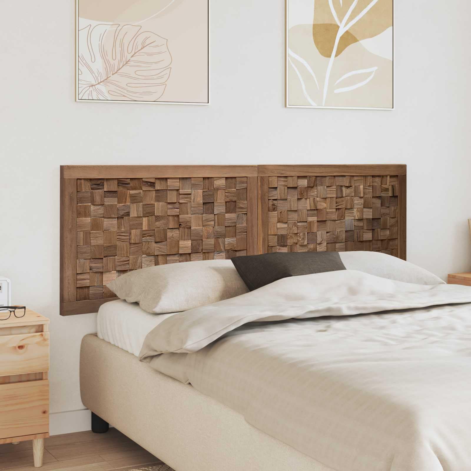 vidaXL Cabecero de Cama Natural Madera de Teca Maciza