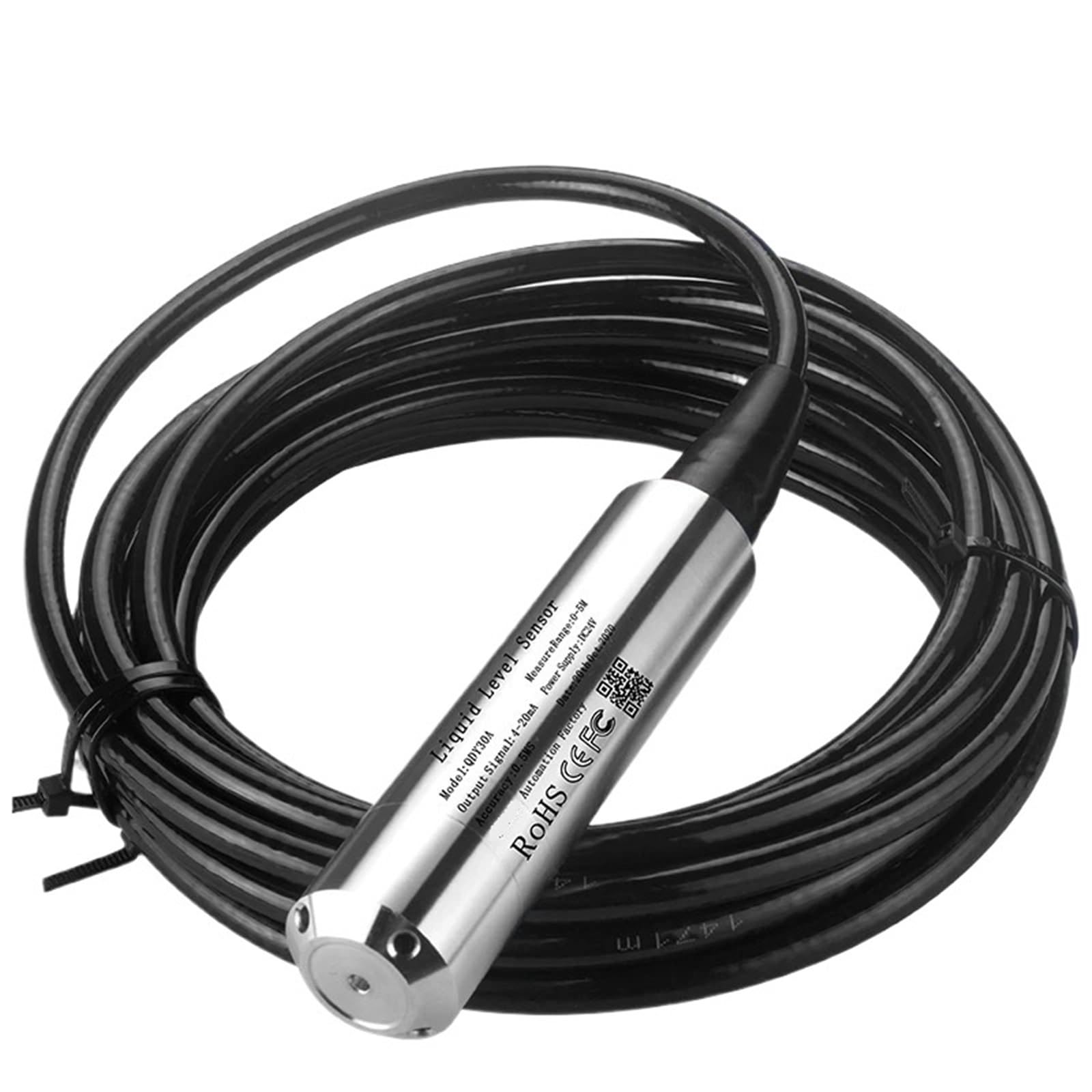 RWRAPS 0-10V Output Submersible Water Level Sensor Probe DC24V Level Transmitter(Size:5m Range 5m Cable)