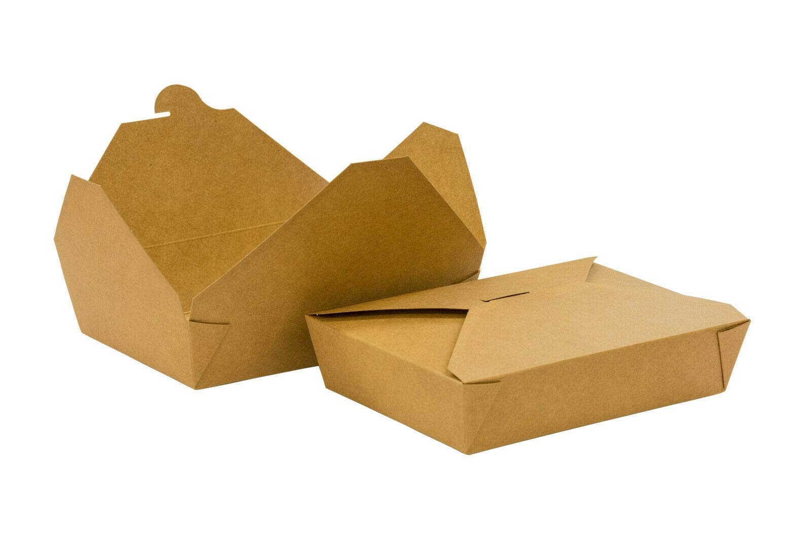 We Can Source It Ltd - No. 2 Kraft Cardboard Food Boxes with Folding Lids - Biodegradable Food Boxes - Takeaway Boxes for Restaurants - 51oz - Pack of 100