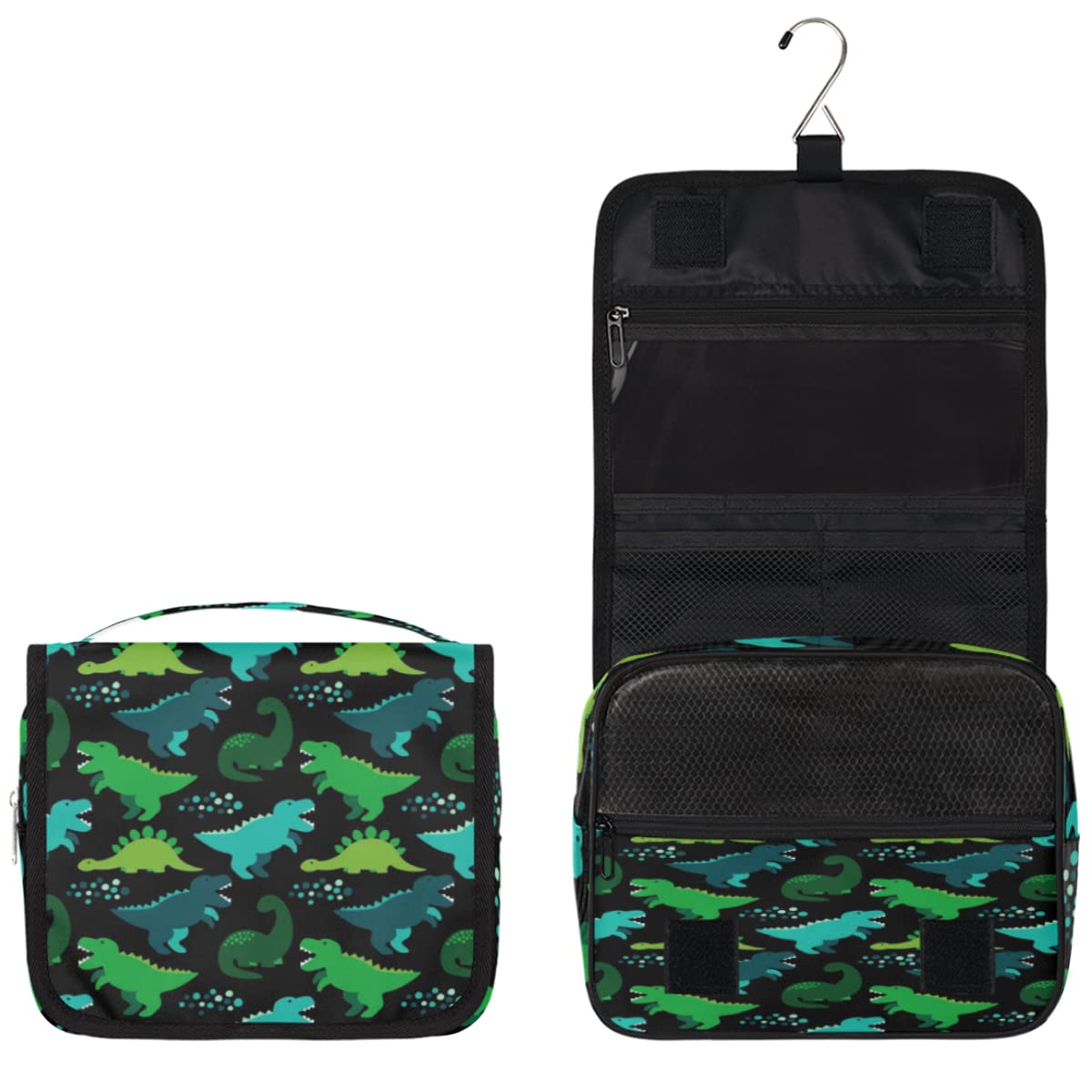 Caroon Dinozaur Podróżna Kosmetyczka Zabawny Dinozaur Mycie Torba Unisex Wiszące przybory toaletowe Kosmetyczka Organizer do makijażu, wielobarwny, Jeden rozmiar