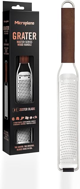 Microplane Zester Grater for Citrus Fruits, Hard Cheese, Ginger, Chocolate, Nutmeg and Truffle with Stainless Steel Blades - Made in USA