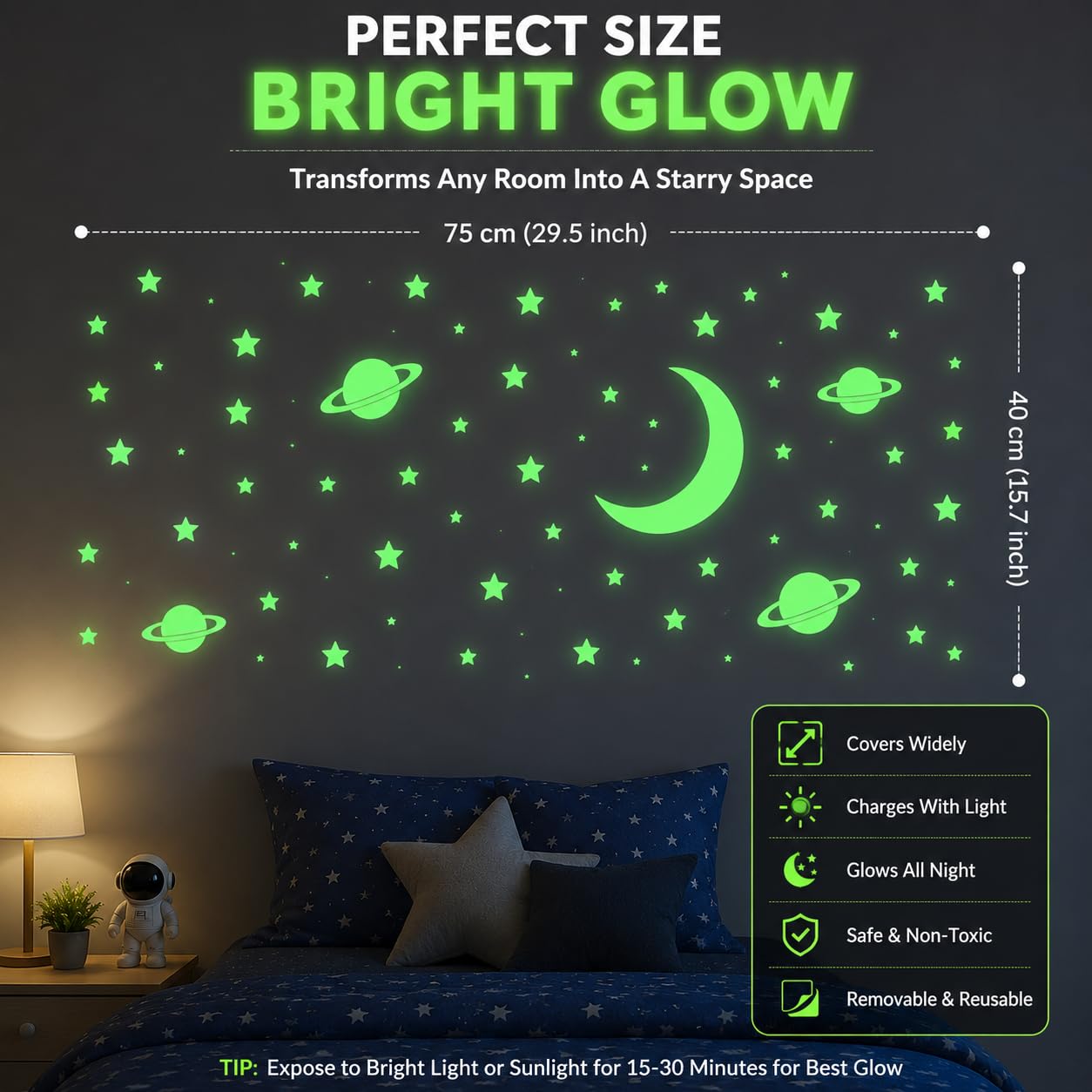 Glow Wall Stickers - Starry Night Design -5