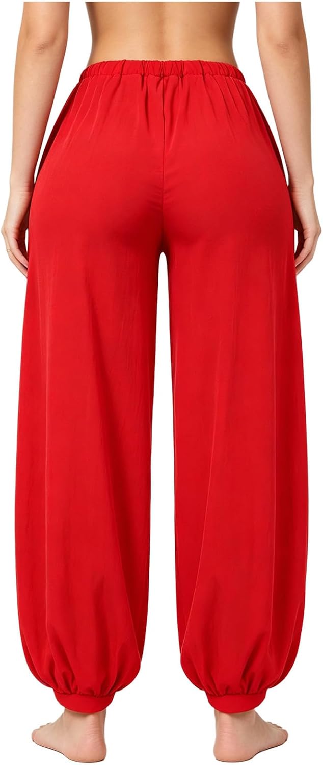 Women High Waisted Long Bloomers Slips Pantaloons Loose Wide Leg Trousers Baggy Harem Pants for Home
