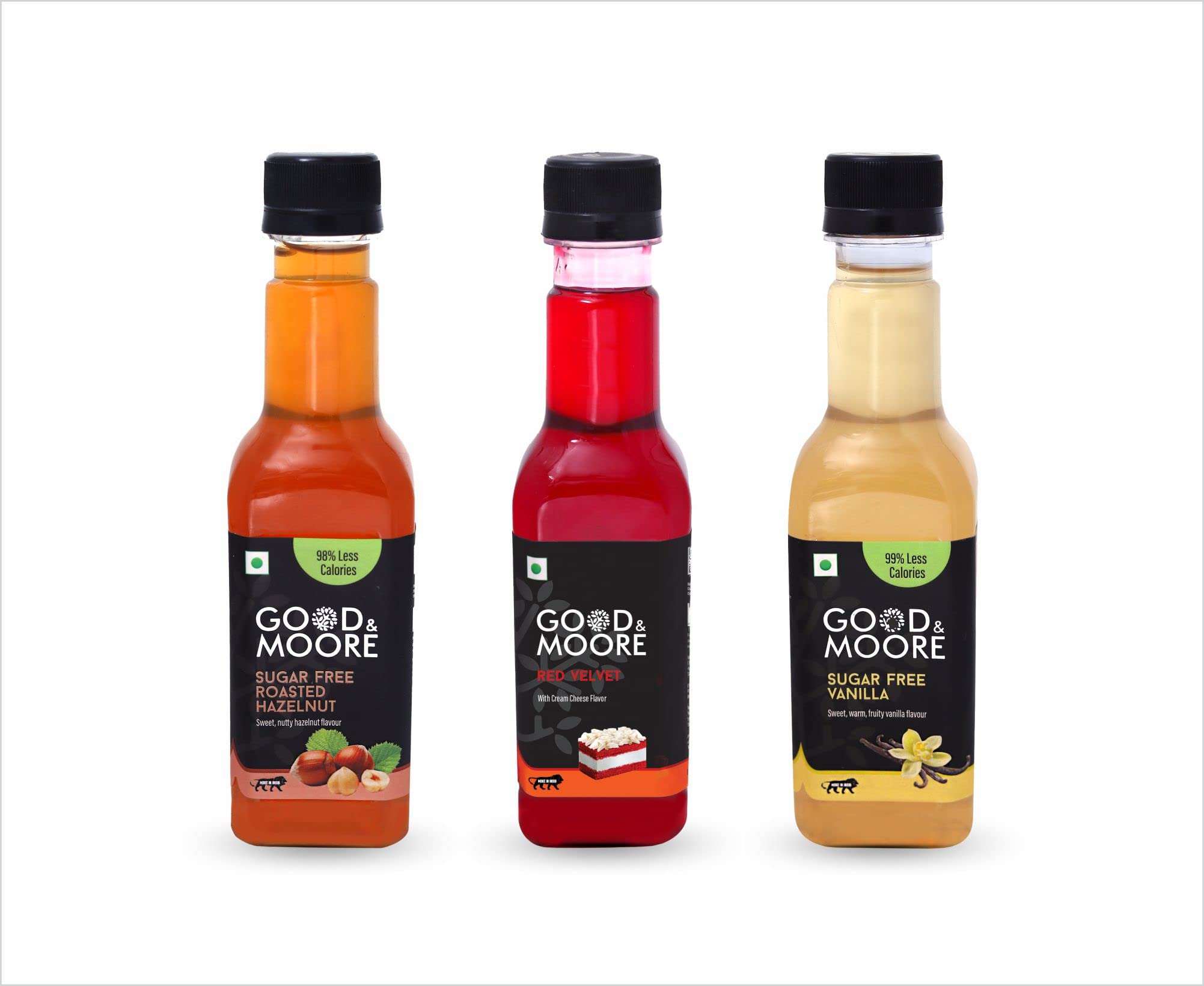 GOOD&MOORE Combo of 3 | Sugar free Roasted Hazelnut, Sugar free Vanilla, Red Velvet | For Coffee, Milkshake, Frappe, Cold-coffee, Pancakes and more | Diabetic Friendly | Concentrated Syrup | Premium Syrup | (250ml x 3) (B0BR88WNK5) Amazon Price History, Amazon Price Tracker