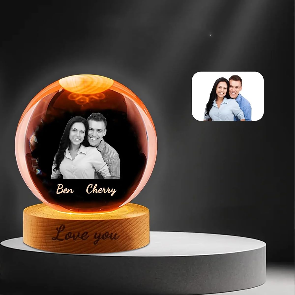 WANANGDZ Custom Christmas Snowman Snow Globe with Name Photo Personalized Light Up Christmas Crystal Ball Customized Laser Etched Glass C (8CM)