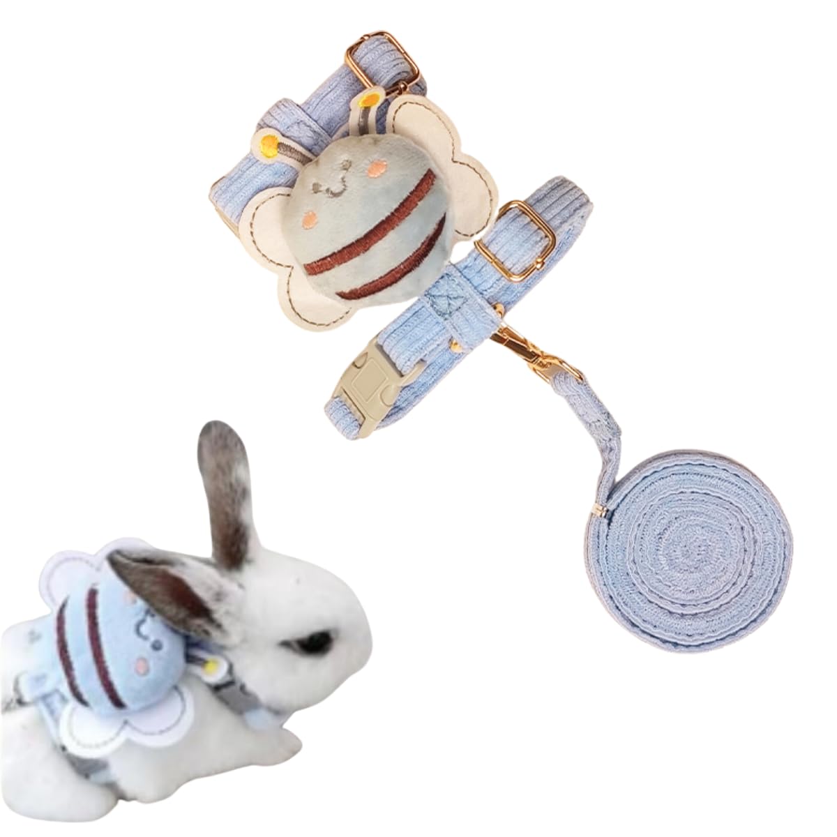 Copfeu Rabbit Harness & Leash Set, Bunny Escape Proof - Adjustable Harness for Small Animals Kitten Puppy, Cute Lightweight Soft Pet Safe Harness for