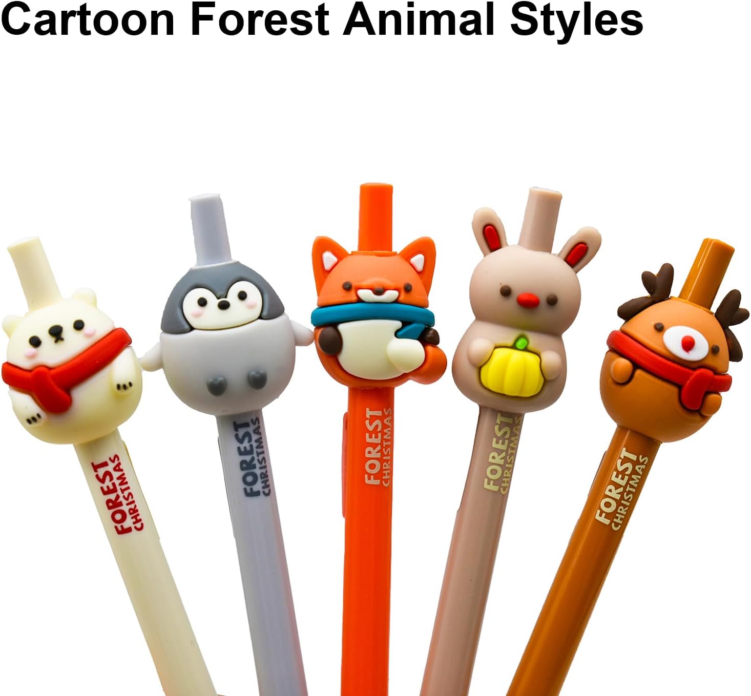 Maydahui 6Pcs Christmas Penguin Hedgehog Reindeer Pens Cute Xmas Pen image 4