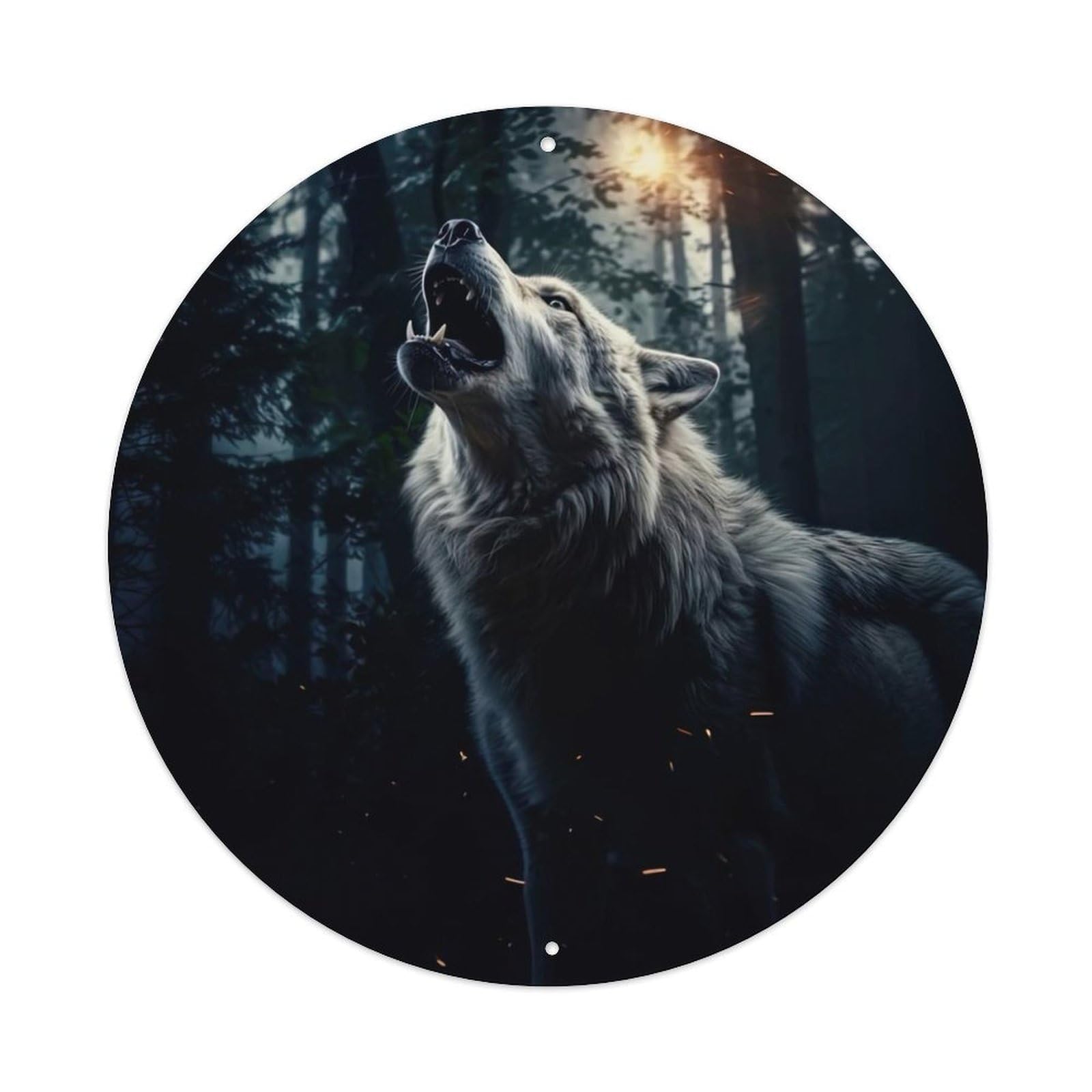 Animal Snarling Arctic Wolves Metal Tin Sign