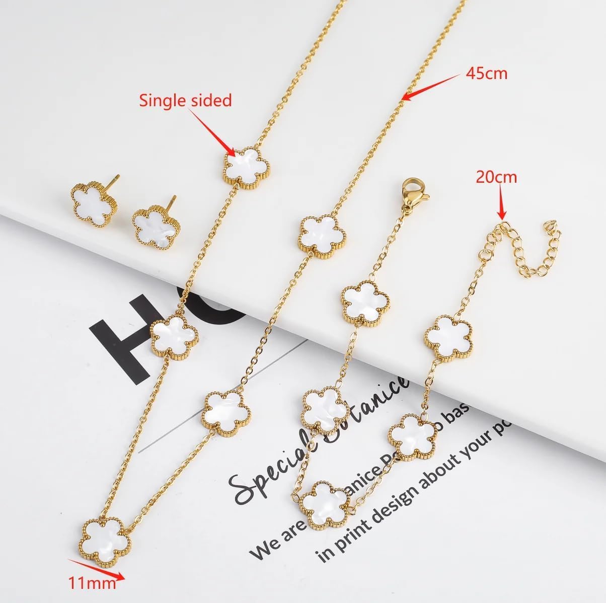 18K Yellow Gold Four Leaf Clover Necklace For Women, Cute Colorful Lucky Clover Pendant - Five-Leaf Flower Chain, Alhambra Necklace For Birthday Valentine Graduation Gifts - Image 3