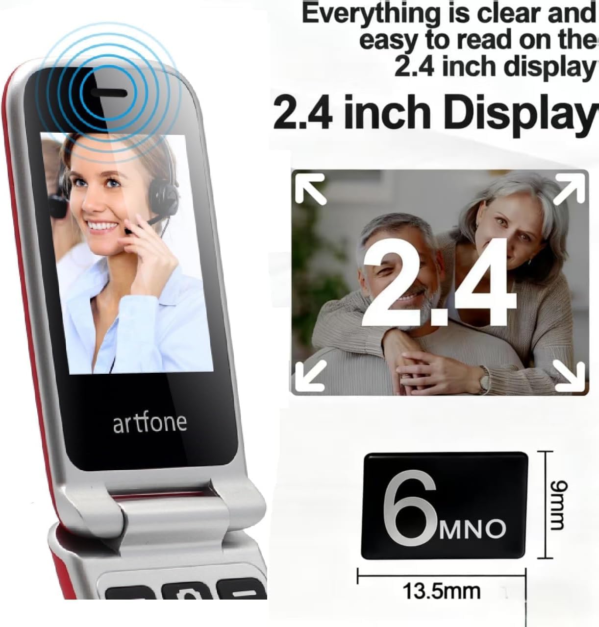 artfone G6 4G - Telefono cellulare pieghevole per anziani, senza contratto