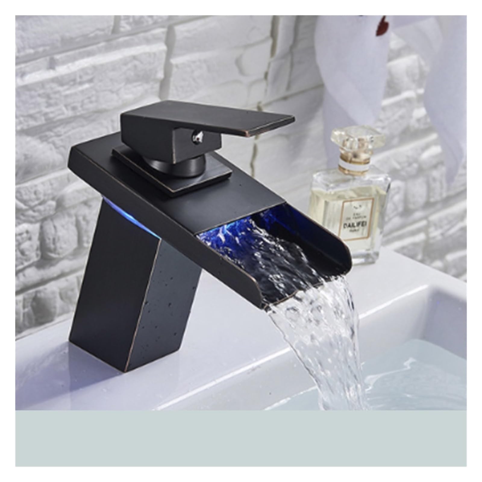 Robinet de lavabo LED Noir anti-brûlure intelligent hydroélectrique