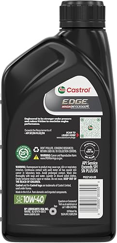 Miniatura 3 de Castrol - Aceite de motor sintético completo de alto kilometraje 06171, 10W-40, 1 cuarto, 6 unidades