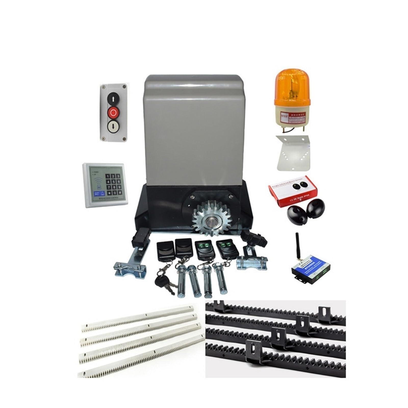 Automatic Gate Opener, 1200kg KIT Set Sliding Gate Opener Operator Automatic Door Opening Motor 4m Or 5m Rails Racks(KIT6)