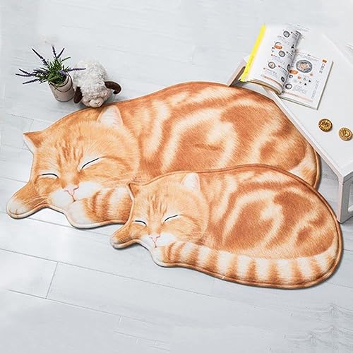 Miniatura 4 de Bonita alfombra de microfibra absorbente con forma de gato dormido, para dormitorio, cocina, sala de estar, tapete 3D de gatito, alfombra de suelo,