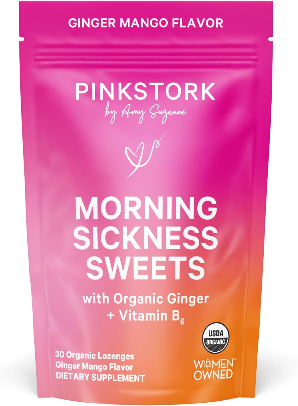 Morning Sickness Sweets, Organic Mango Ginger Candy with Vitamin B6 for Morning Sickness, Motion Sickness, Prenatal Heartburn - Pregnancy Must Haves - 30 Lozenges