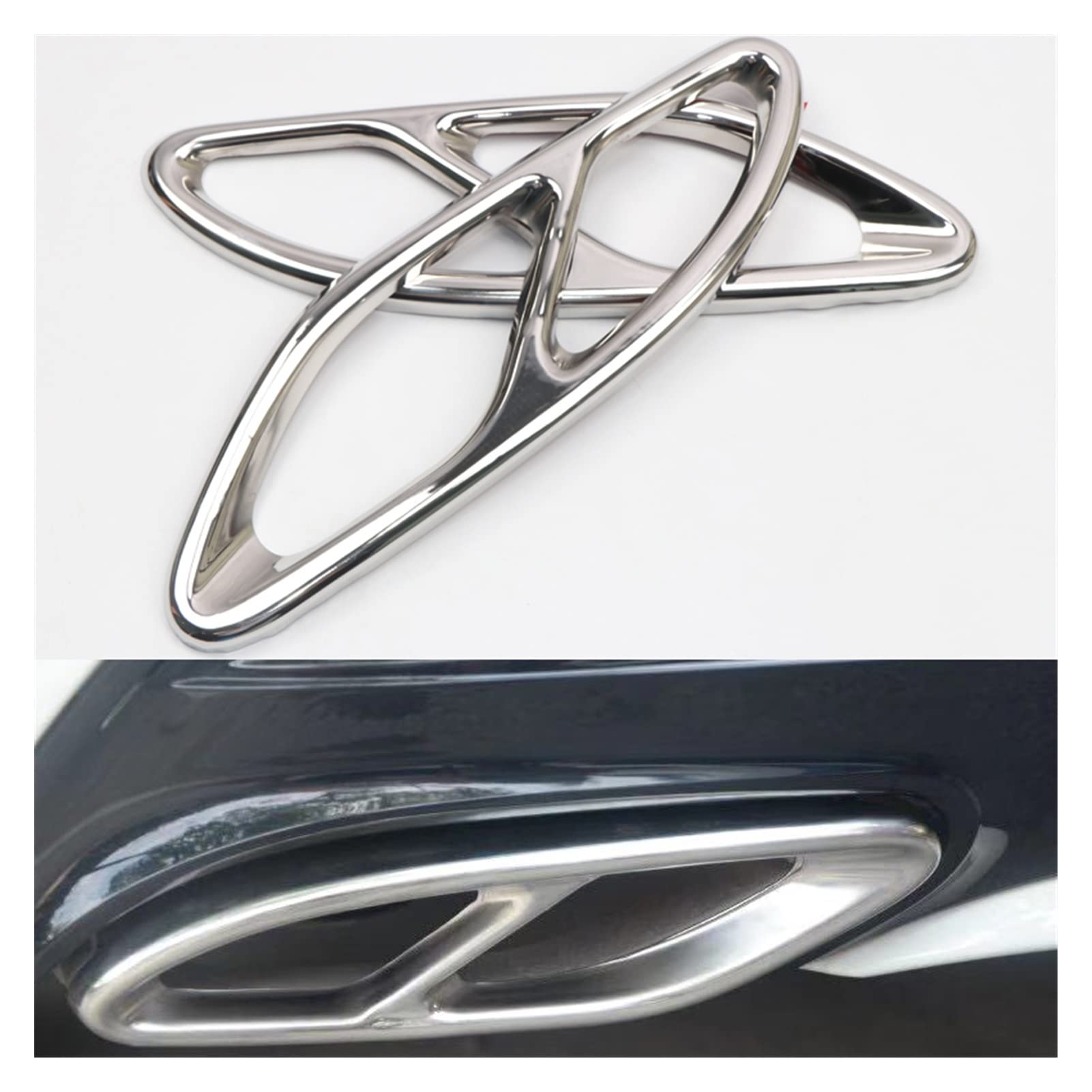 YINGO 2 sztuk Czarny Silver Ze Stali Nierdzewnej Ogon Gardła Rury wydechowej Tłumik Tips Tress Black Kompatybilny z Mercedes Benz CLA W117 2017-2019.(Black)