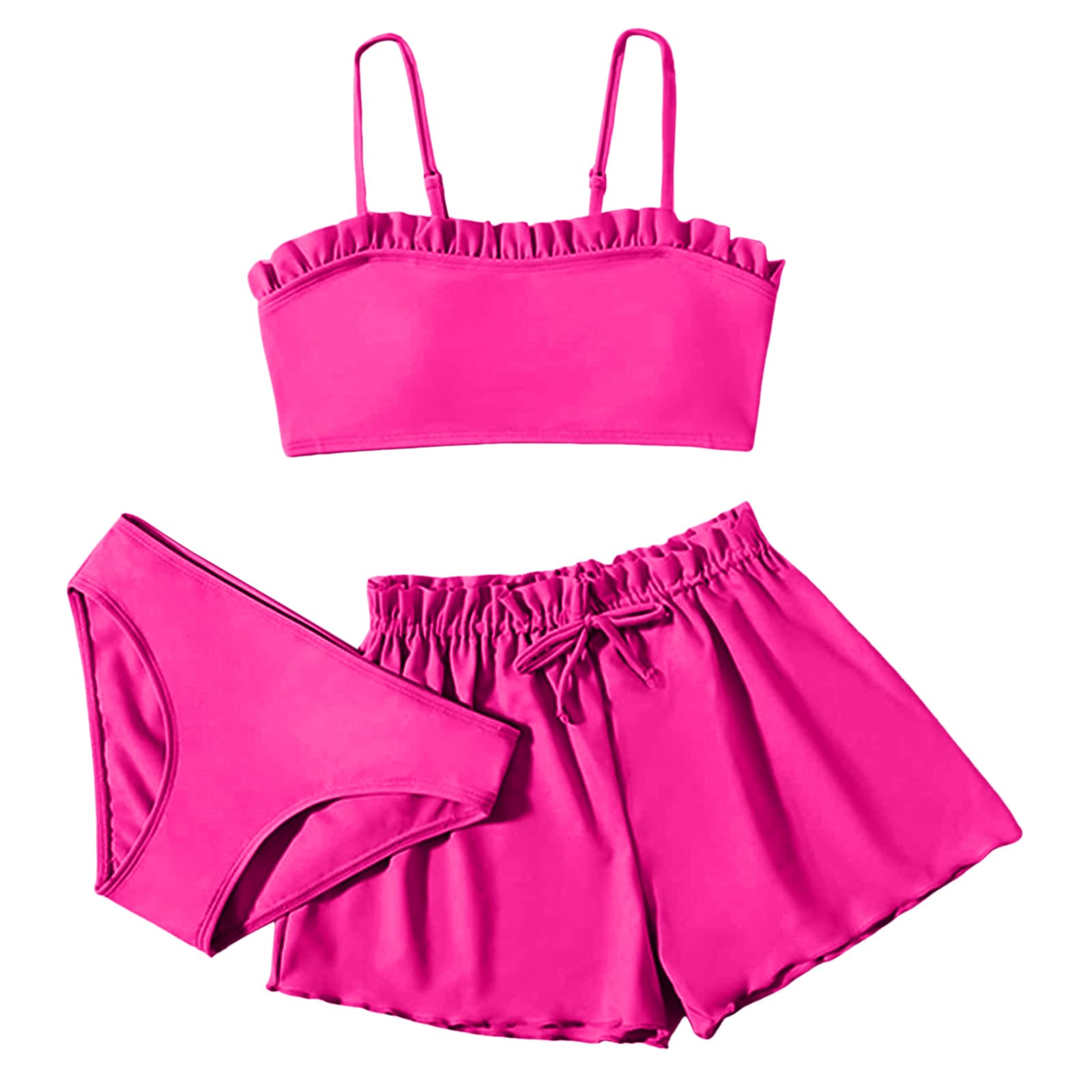 Wesaloes Top Niña Bañadores Menstruales Niña Conjunto Niña Verano Bañadores Bebe Niña Ropa para Niña Trajes De Baño De Bikini para Niñas con Pantalones Cortos para Niños Conjuntos De Bikini De 3 Piezas