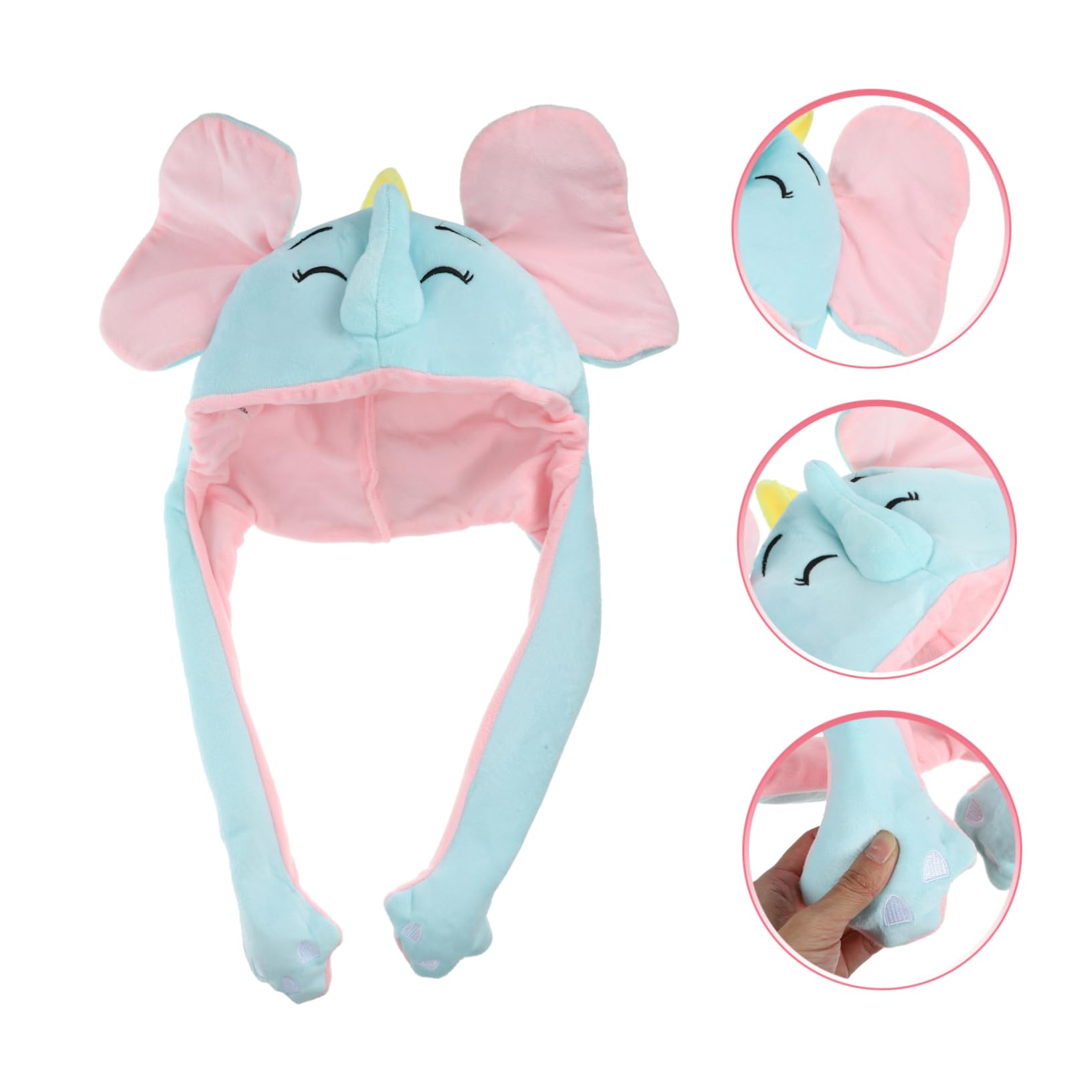 sombrero de elefante sombrero de oreja de conejo de oso de conejito de rana s de disfraces para adultos Gorro de elefante con oreja móvil algodón