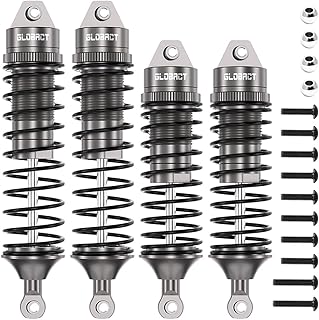 EPINON RC Oil Shock Absorber Aluminum Adjustable Front & Rear Shocks for Traxxas Slash 2WD Rustler Stampede Raptor R 4X4 Slash Hoss 4X4 VXL Stampede Bandit Rustler 1/10 Upgrades Parts (Titanium)