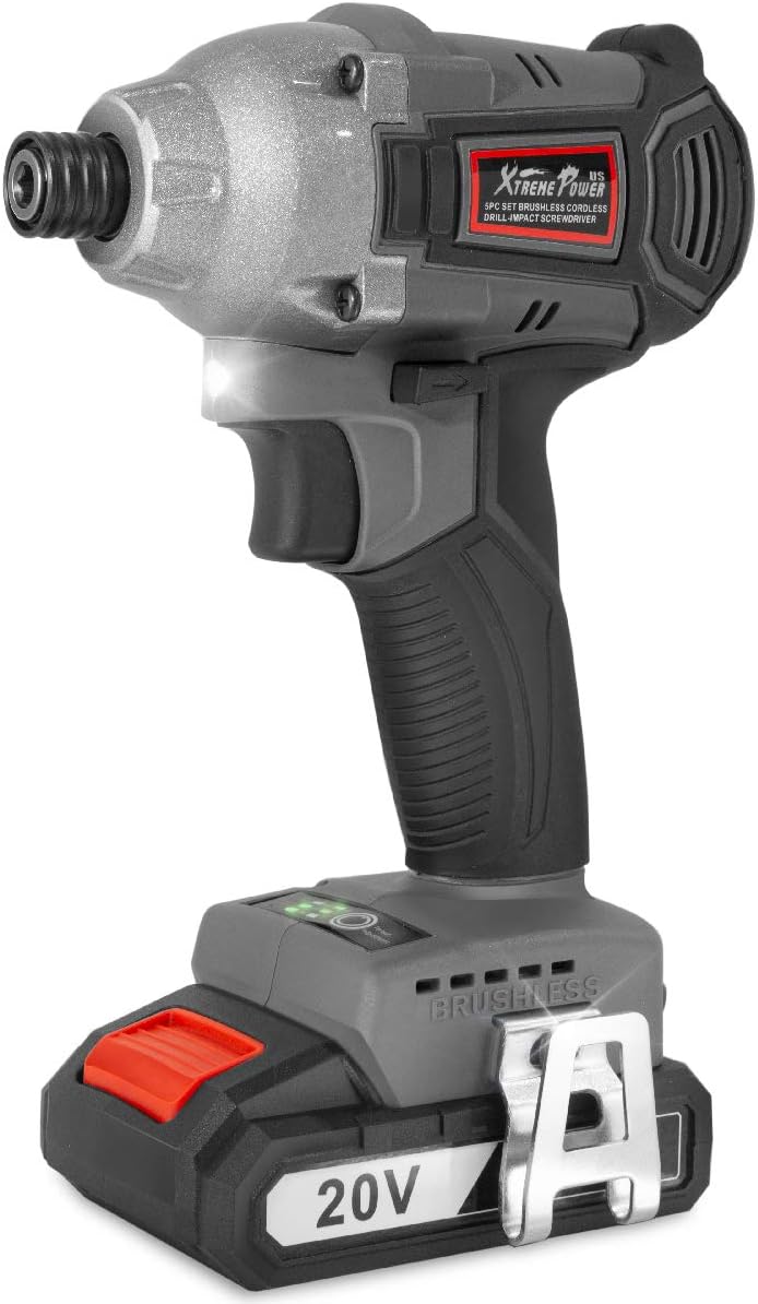 XtremepowerUS 47516 Power Tool Combo Kit 5-Tools w/2x Batteries & Bag Electric 20V Max Cordless Drill Impact Driver Circular Reciprocating Saw