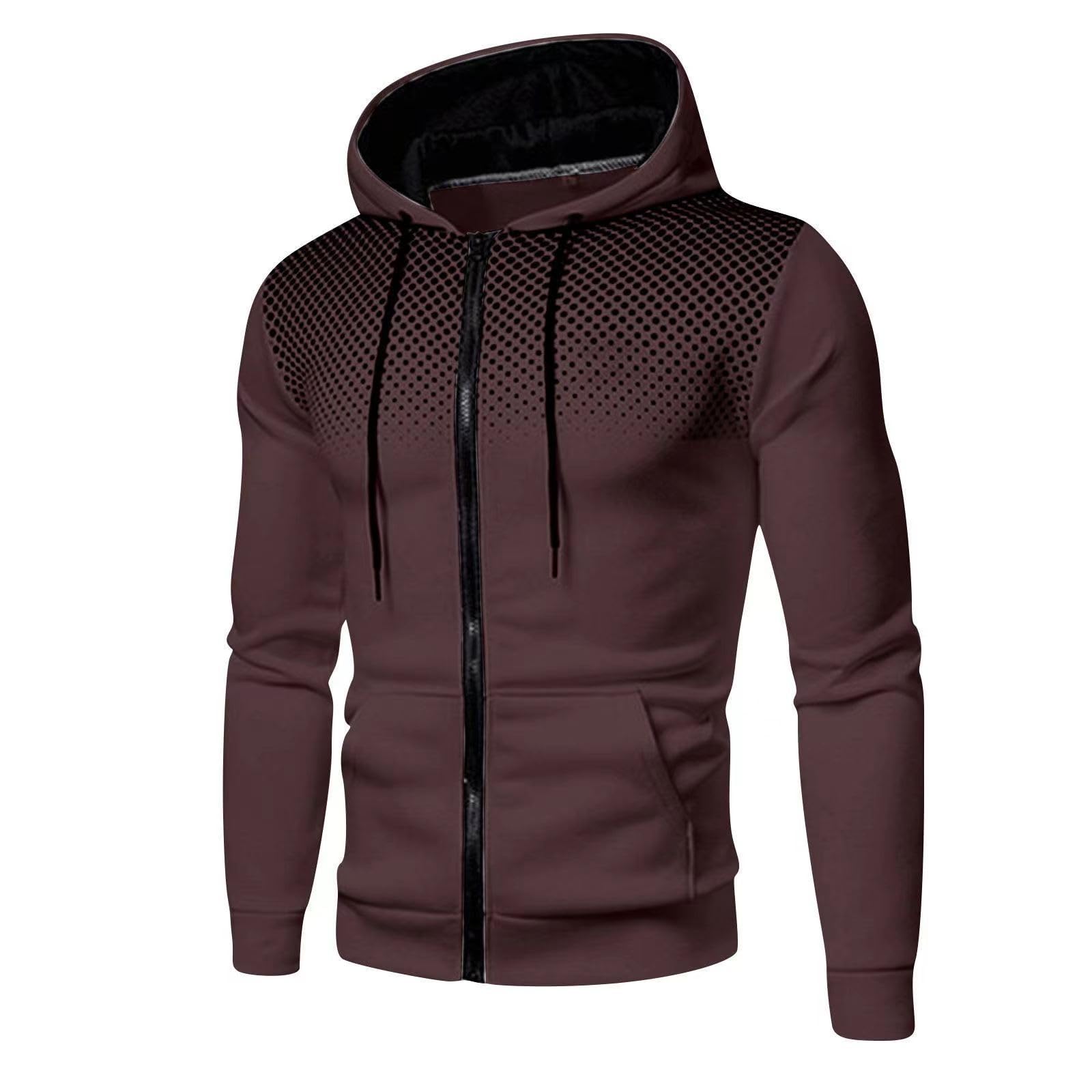 Męska sportowa bluza z kapturem z zamkiem błyskawicznym Slim Fit z długim rękawem