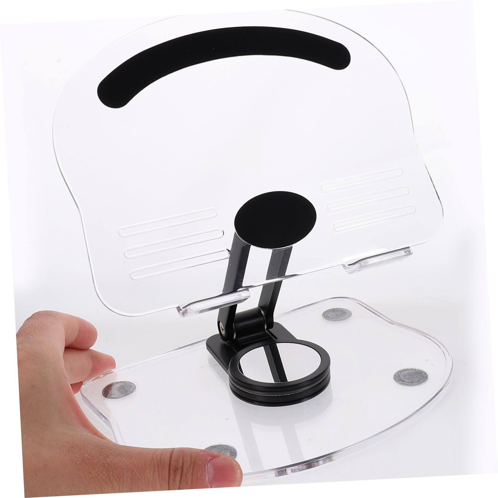 SEWACC Soporte para Tableta de Escritorio Acrílico Plegable y Giratorio Antideslizante para Oficina y Hogar Color Negro