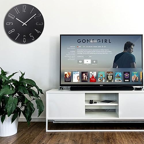 Miniatura 5 de jomparis Reloj de pared de madera, estilo moderno, para dormitorio, hogar, escuela (12 pulgadas, morado)