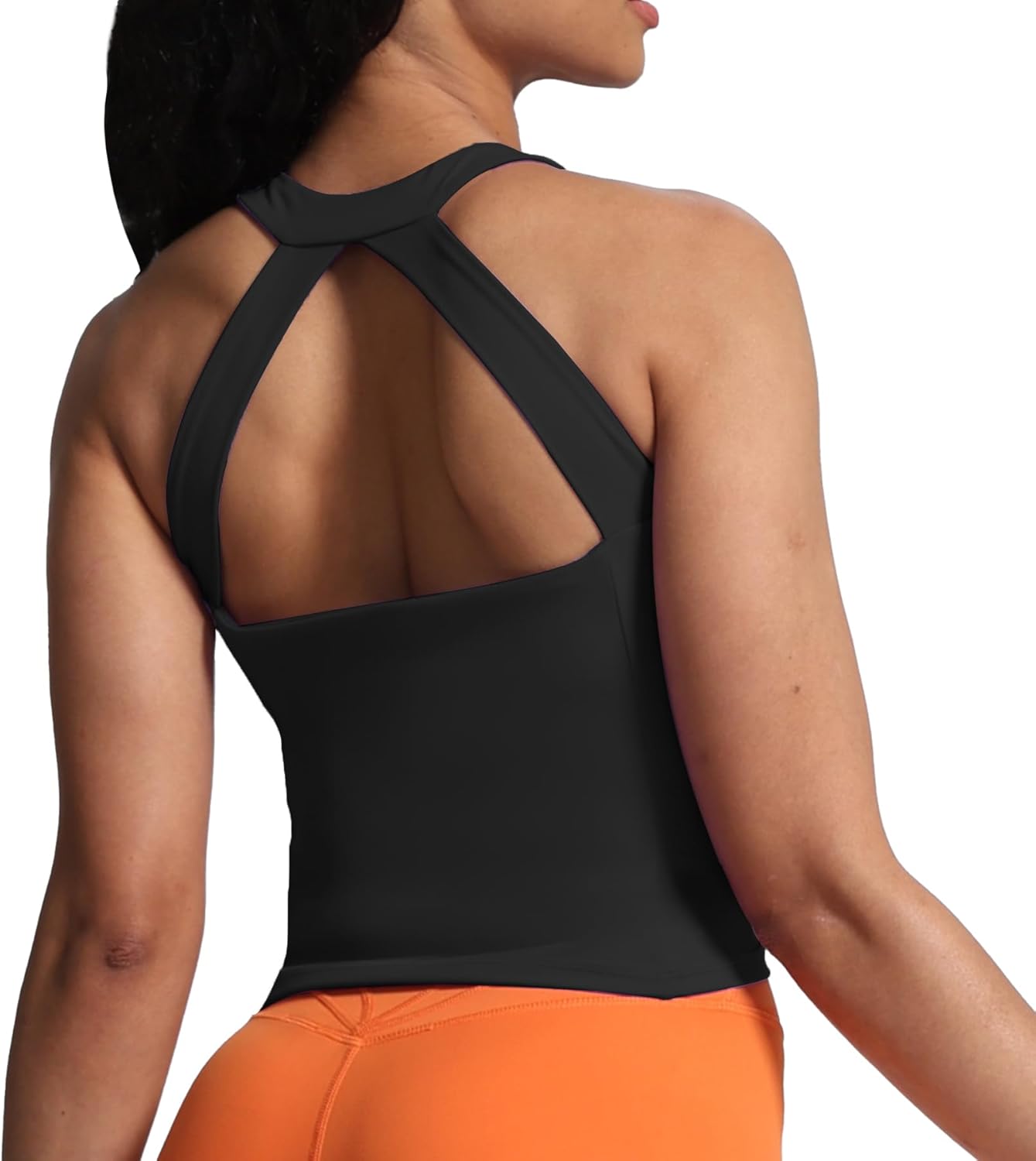 Aoxjox Crop Tops for Women Mid-Length Longline Workout Sports Kennedy Training Tank
