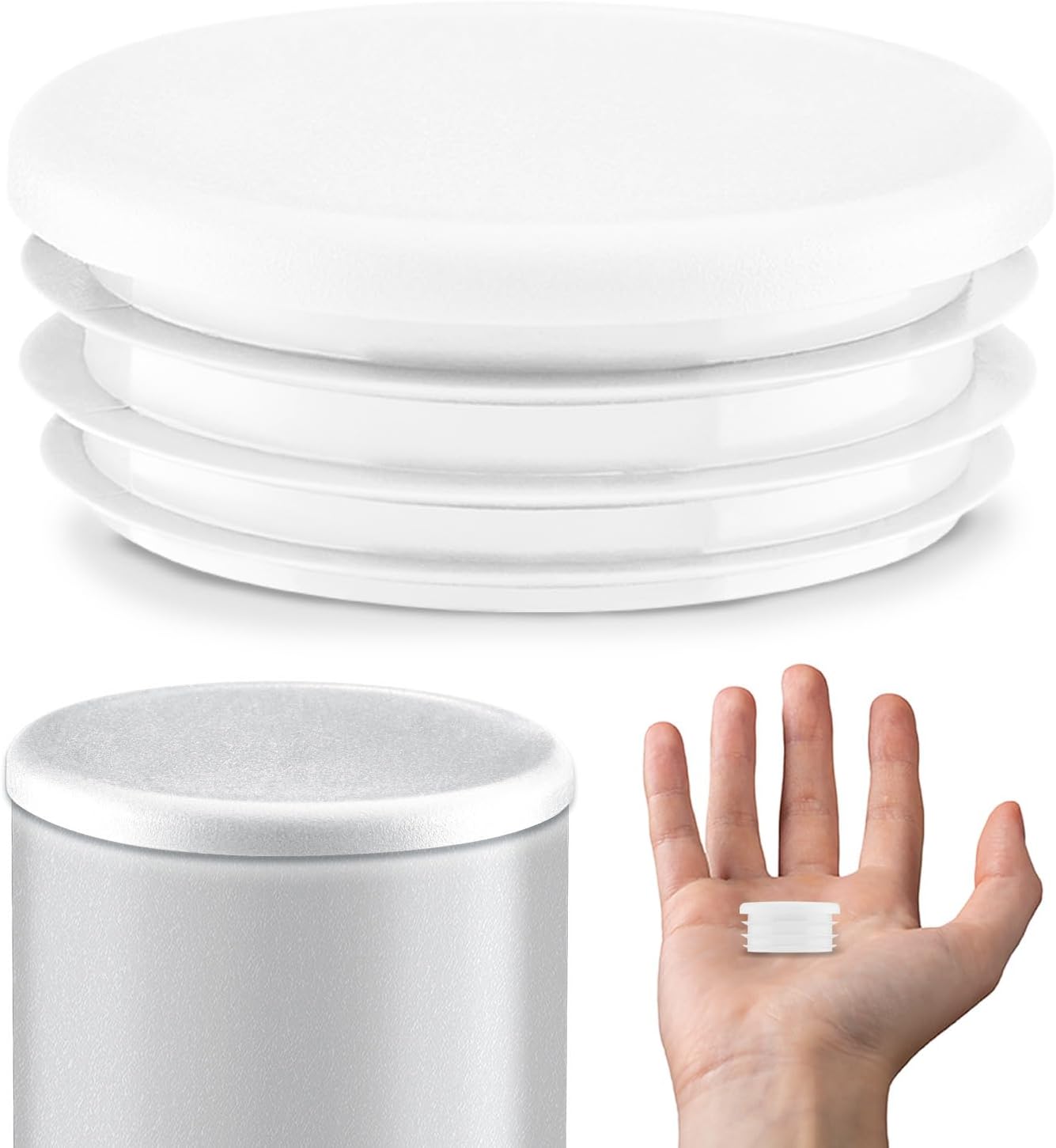 Lamellar plugs End caps for round pipe 32 mm 5 pcs. White RAL 9010 Plastic End Caps 3,2 cm EMFA ®