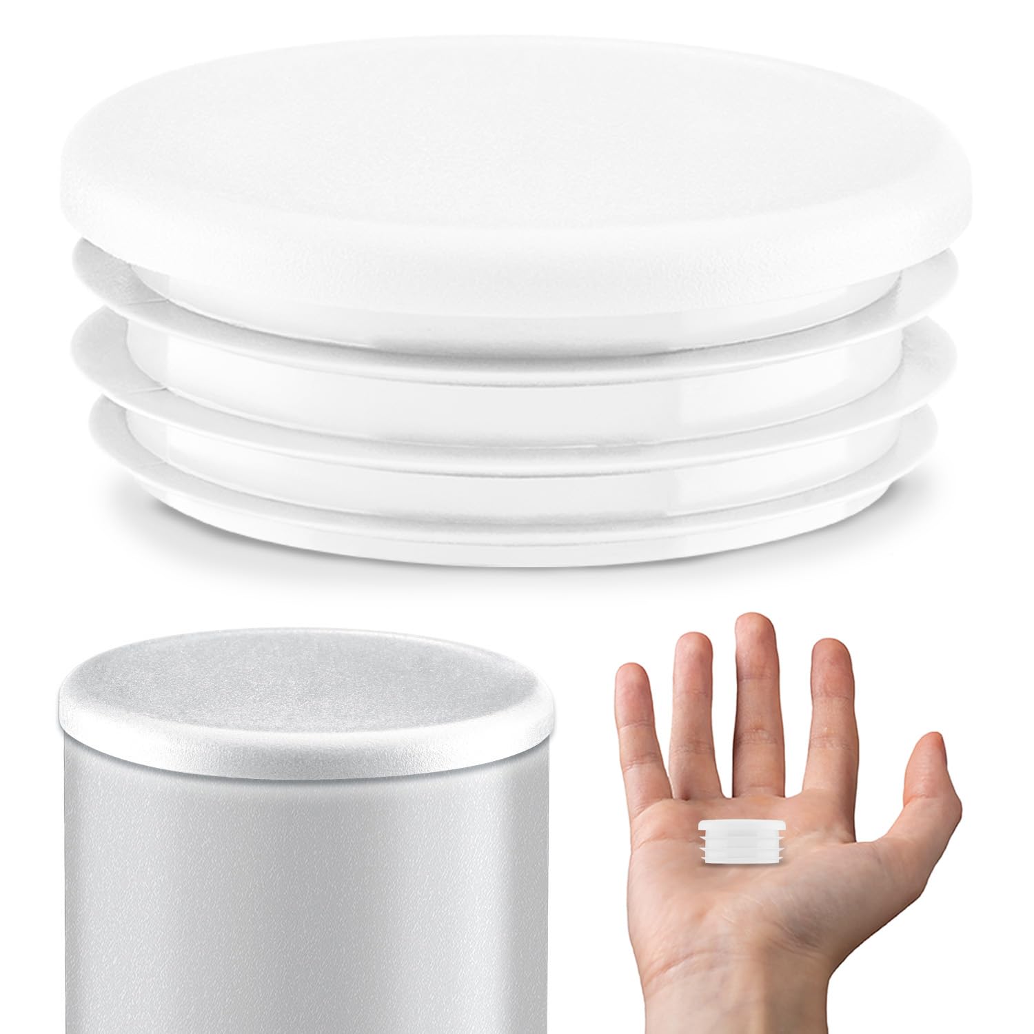 Lamellar plugs End caps for round pipe 38 mm 10 pcs. White RAL 9010 Plastic End Caps 3,8 cm EMFA ®