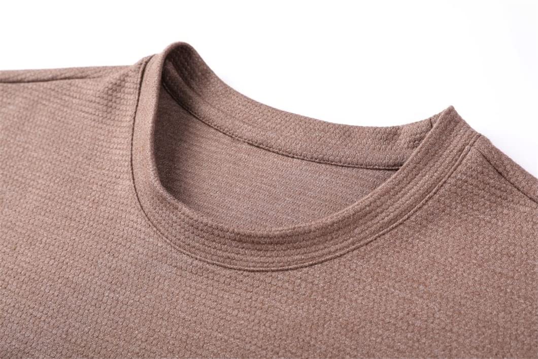 Maglietta girocollo da uomo estiva a maniche corte casual magliette comode e traspiranti, Khaki9, 4XL
