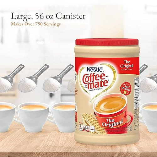Miniatura 3 de Coffee mate - Crema en polvo original, recipiente de 56 onzas con cucharas medidoras de acero inoxidable Doomi