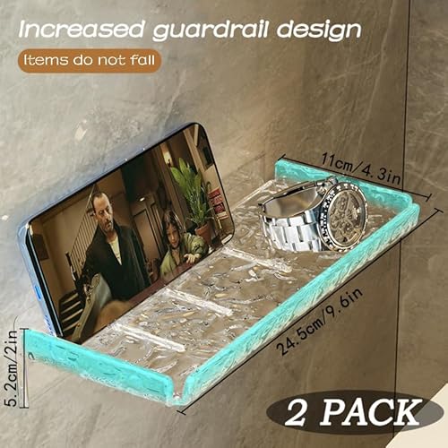 Yiezi 2 Piece Shower Organizer, Wall Floating Shelf, Clear Wall Mounted Organizer For Bathroom Storage And Moreacrylic No Drill Wall Mount Adhesive Shelf thumb #1