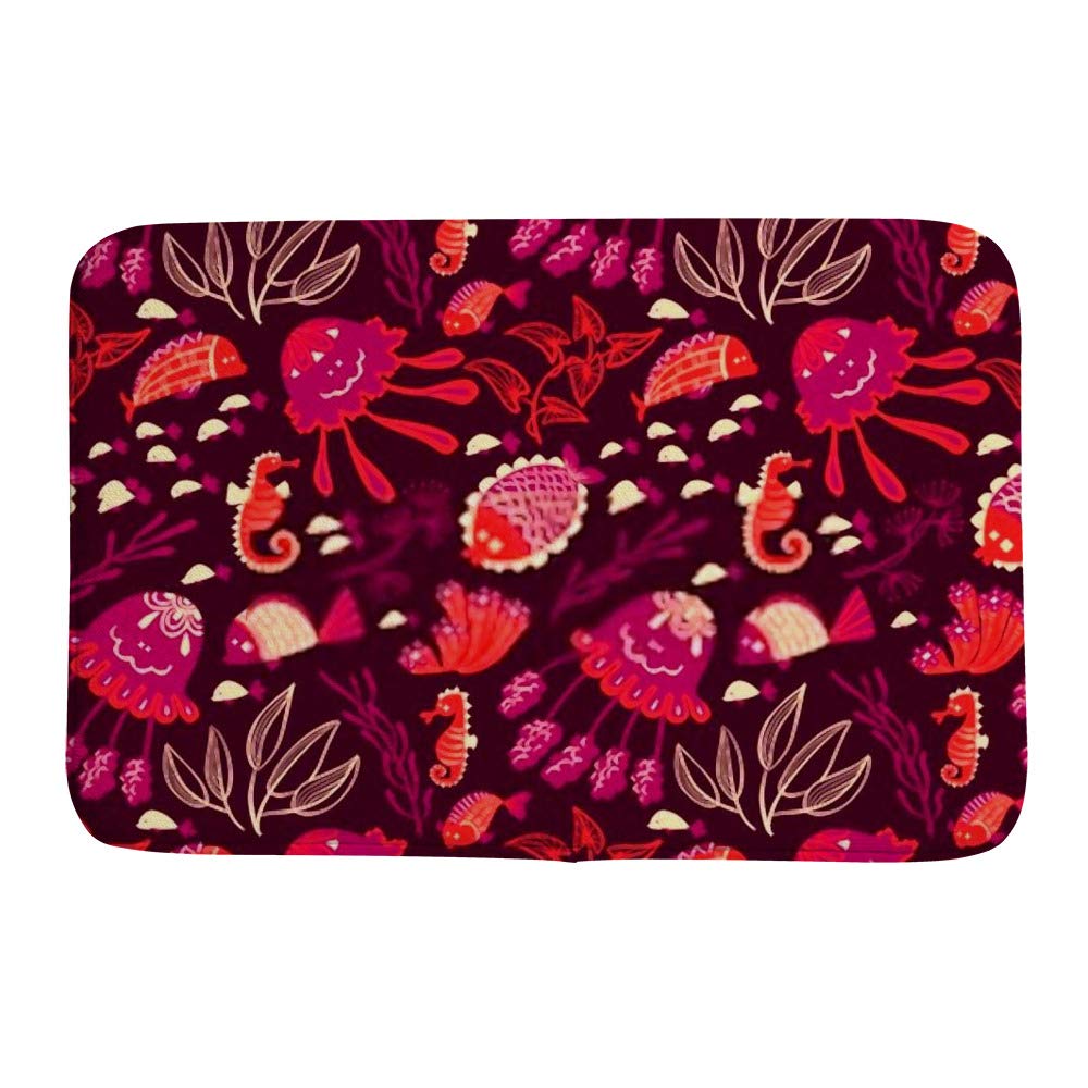 Tapis de bain microfibres hippocampe lavable pour sol sec et sécurisé