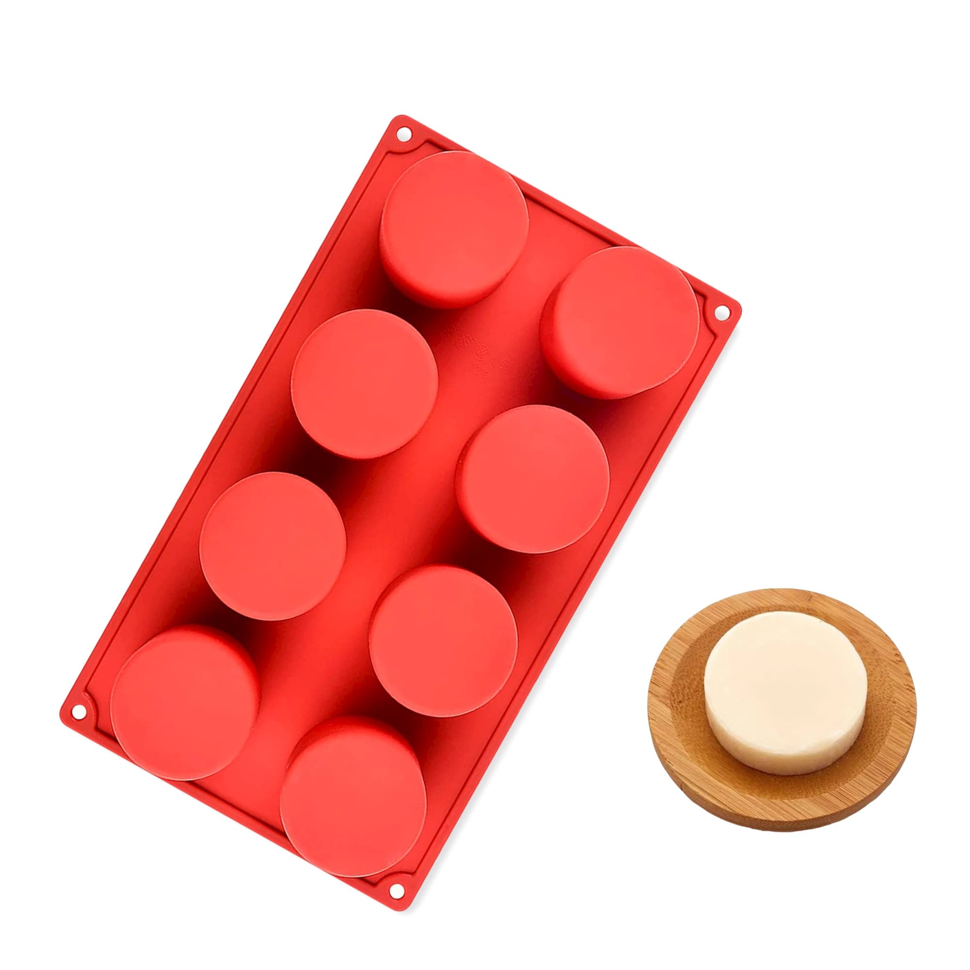 MoldBerry 8 Cavity Round Silicone Mold for Soap Cake Bread Cupcake Cheesecake Cornbread Muffin Brownie and More for 50 GMS Pack of 1 (Multi Color)-image-49