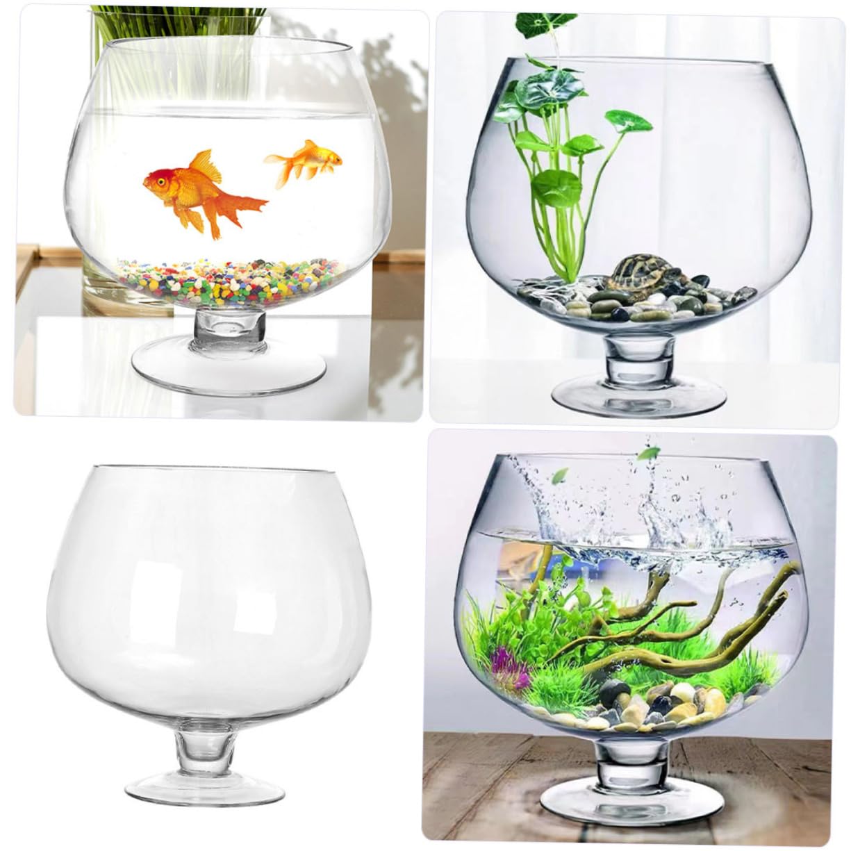 Zerodeko Aquarium en Verre pour Poissons Petit Aquarium Betta Bol À Poissons en Verre pour Décoration De Bureau