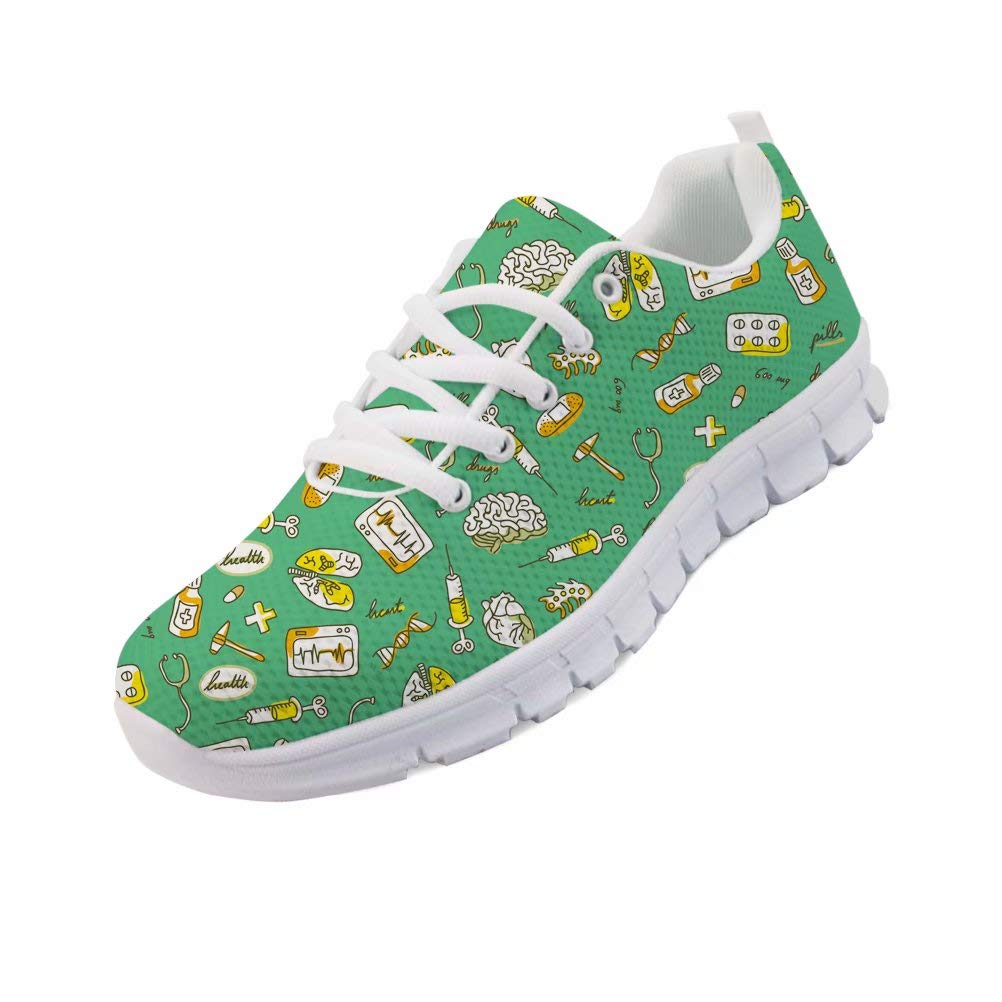 chaqlin Męskie oddychające na co dzień trampki moda lekkie sportowe tenis buty do biegania damskie dziewczęce sznurowane trampki ze wzorem medycznym pielęgniarki