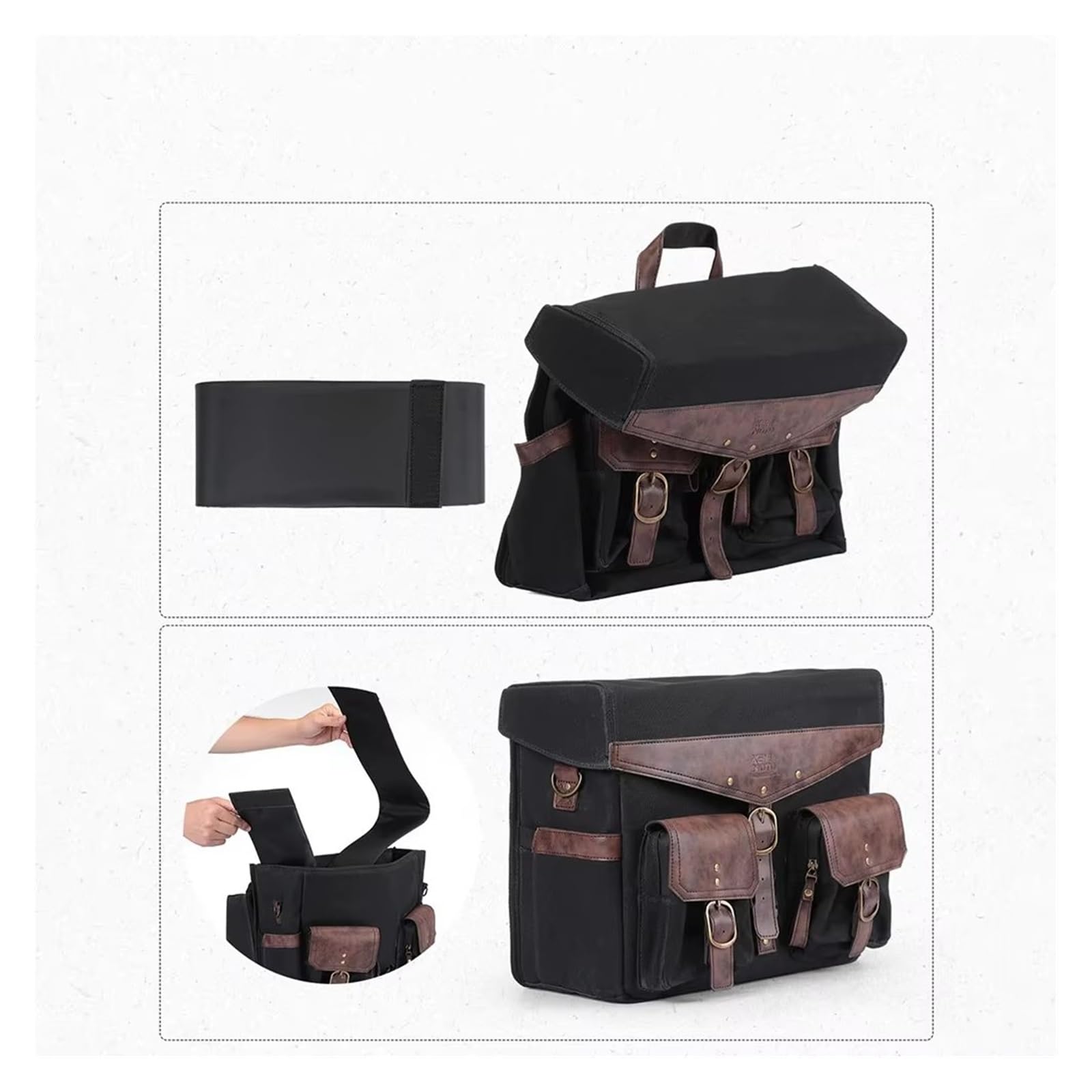 Borsa Posteriore Moto Borse Laterali Per Moto Tela Cerata Retrò 36 Litri Con Copertura Antipioggia Universale Per Sella Touring Cruiser Cafe