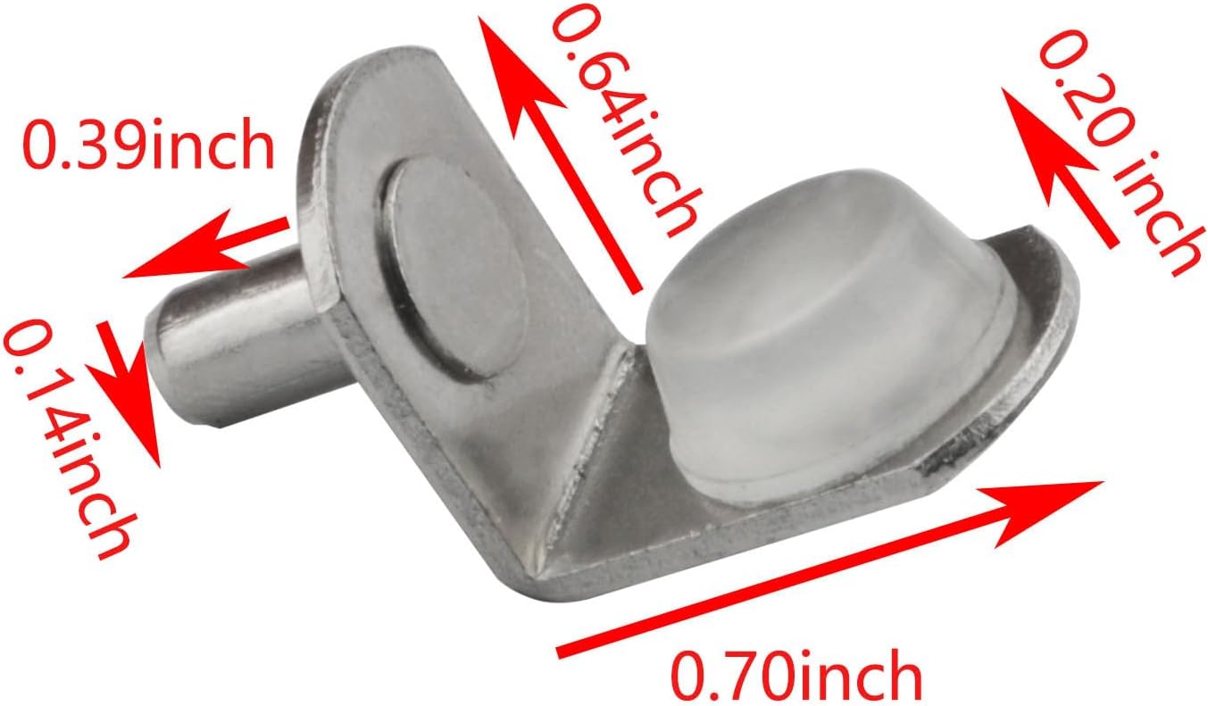 28pcs Silver 5mm 1/4 Inch Cabinet Shelf Support Nails Metal Shelf Pins for Bookshelf Racks in Cabinets with Rubber Spacers