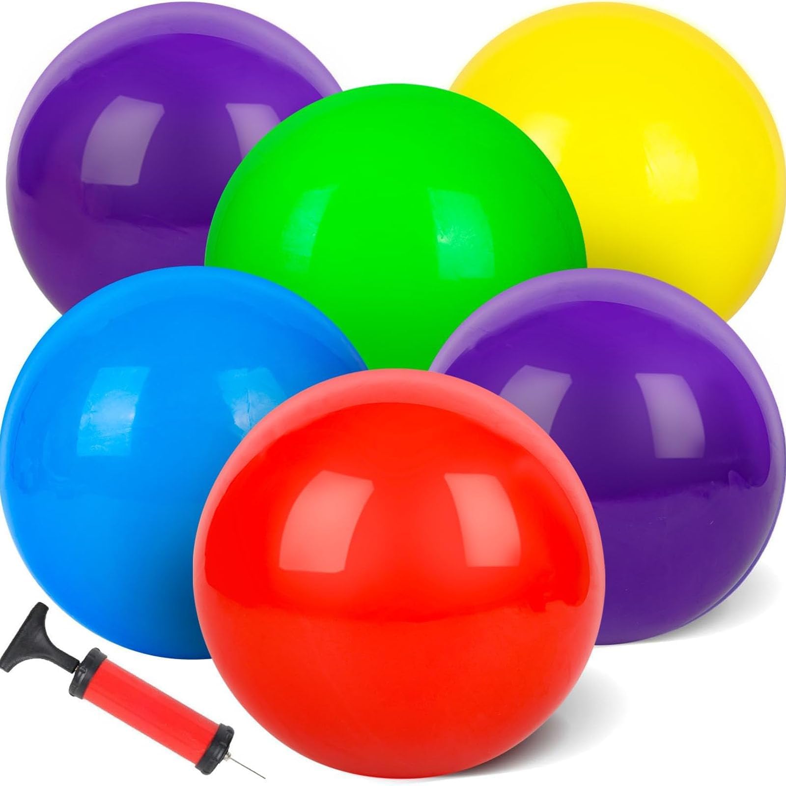 AMOR PRESENT 6PCS Playground Balls, 8.5 Inches Inflatable Rubber Kickball Dodgeballs for Kids and Toddlers, Inflatable Balls for Indoor and Outdoor Games, Goodie Bags Stuffers, Dog Toys