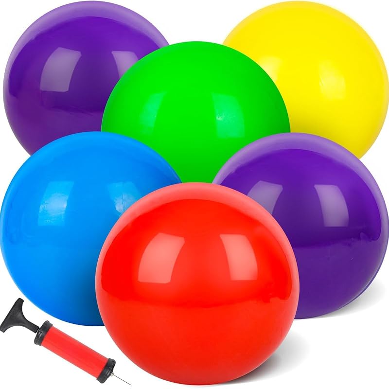 6 PCS Playground Balls with Pump, 8.5 Inch, Multicolor | Dodgeballs for Kids and Toddlers, Inflatable Balls for Indoor and Outdoor Games, Goodie Bags Stuffers