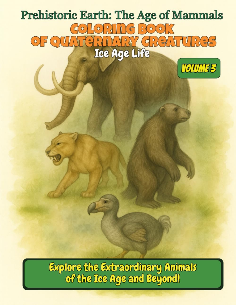 Coloring Book of Quaternary Creatures: Ice Age Life – Volume 3: Explore the Extraordinary Animals of the Ice Age and Beyond! (Prehistoric Earth: The Age of Mammals)