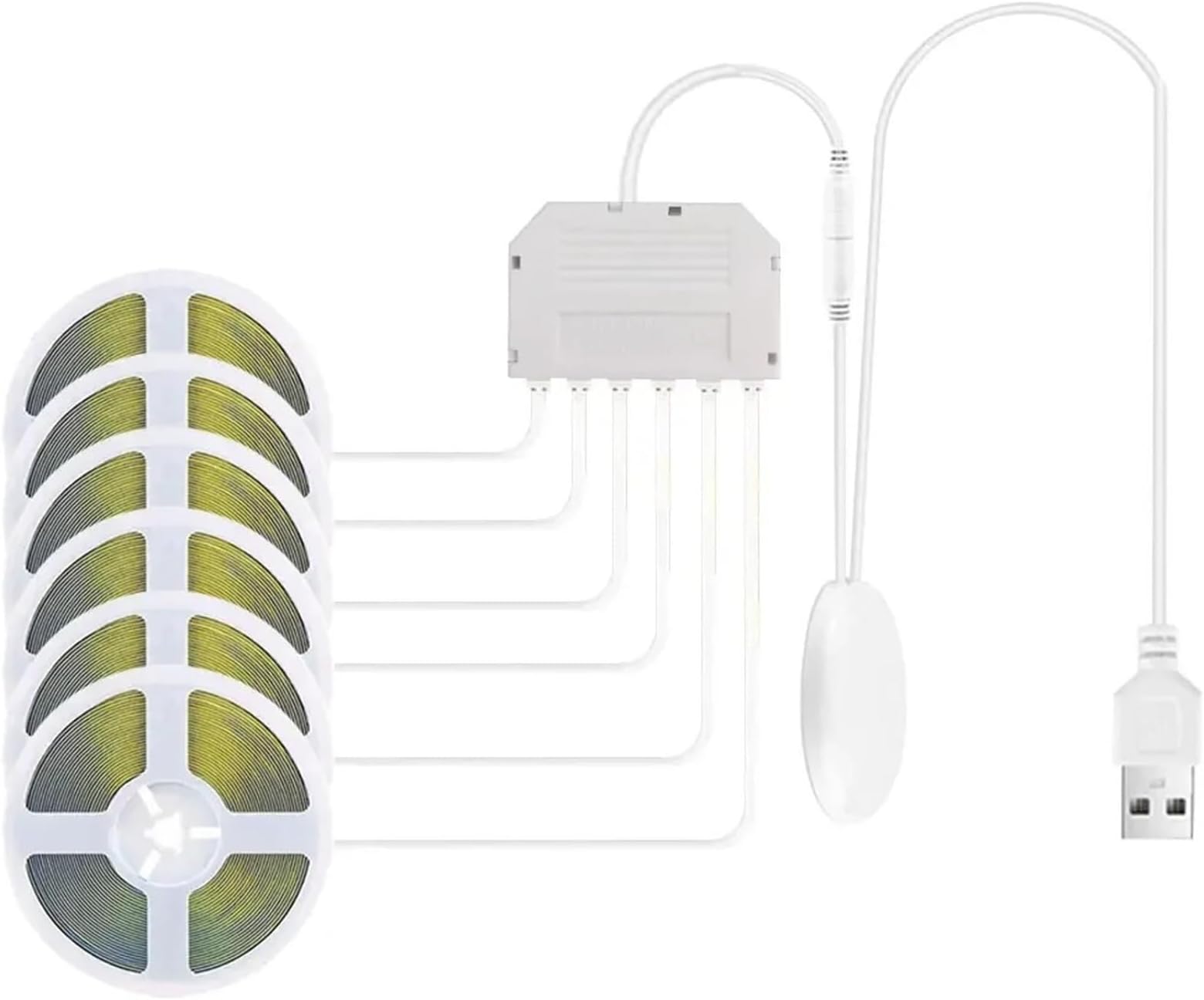 1-6 Pcs COB LED Strip Lights 5V USB 1/2/3M With Penetrating Wood Touch Dimmer Switch For Kitchen,Showcase,Cabinet Lighting(White,6PCS LED Strip,3m)