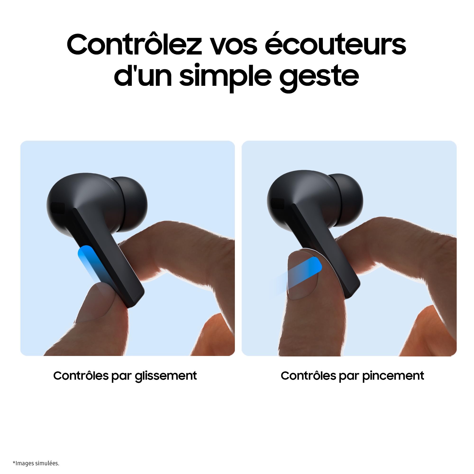 Samsung Galaxy Buds3 FE, Écouteurs sans Fil, Bluetooth, Réduction Active de Bruit, Audio 360, Gemini, Chargeur Secteur Rapide 25W Inclus, Noir, Version FR
