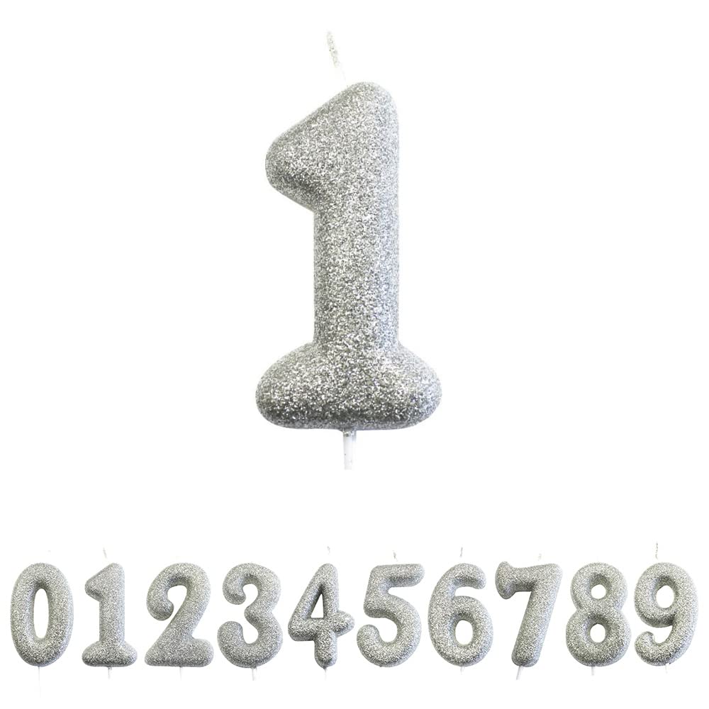 CROSSWEAR AHC40/1 Number 1 Silver Glitter Pick Candle-1 Pc